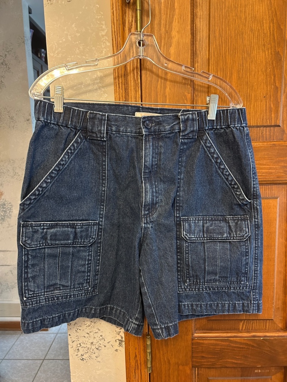 Savane Dark Blue Denim Cargo Jean Shorts